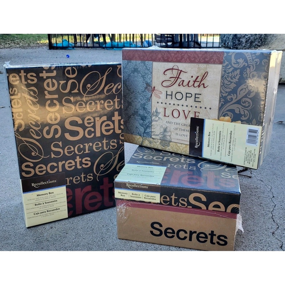 Set Of 3~RECOLLECTIONS‎ Memory Boxes●Holds over 1000 (4x6) PER BOX●SECRETS/HOPE